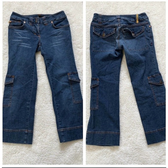 Anthro Cropped Cargo Ankle Jeans Flap Pockets 26 4 - Picture 1 of 6